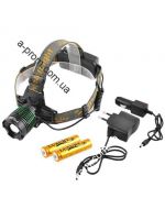 Фонарь налобный Police 12V 2188B-T6, zoom, 2x18650