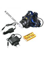 Фонарь налобный 12V Police 204C/2188-T6, zoom, 2x18650