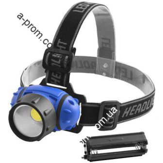 Фонарь на лоб пластик 050B-COB, 3xAAA