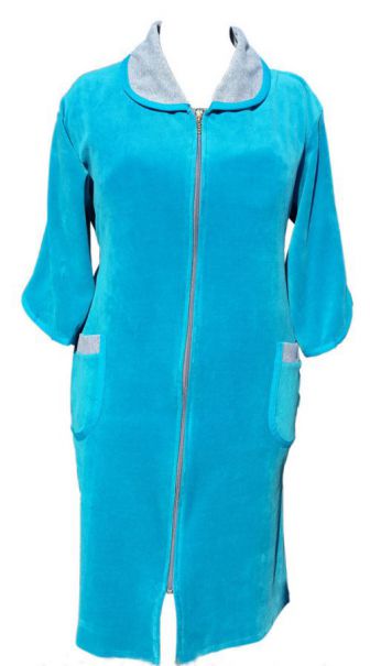 Халат велюровый на молнии, размер 52, расцветка в ассортименте