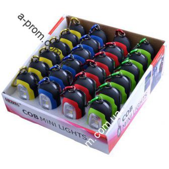 Фонарь Брелок 5821-1COB(белый)+2LED(красный), магнит