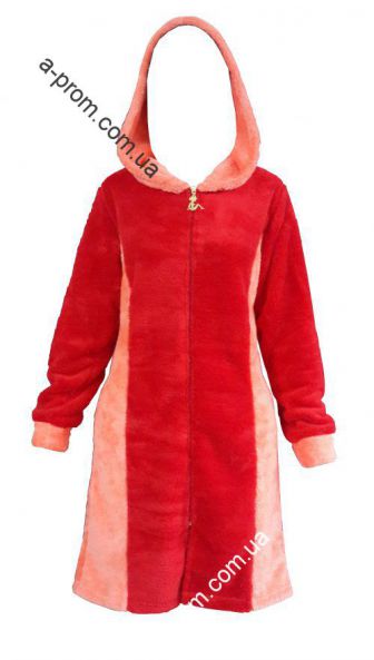 Халат махровый на молнии с капюшоном размер 44-54, расцветка в ассортименте