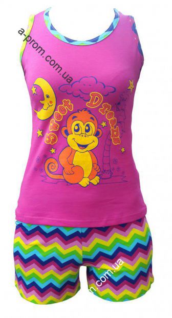 Пижама женская шорты+майка размер 42-52, расцветка в ассортименте