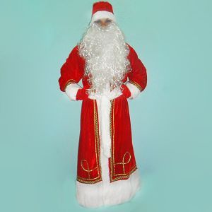 Карнавальный костюм Деда Мороза красный с вышивкой