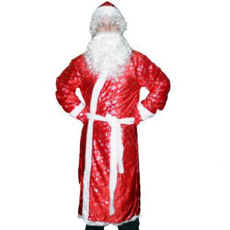 Карнавальный костюм Деда Мороза с рисунком красный