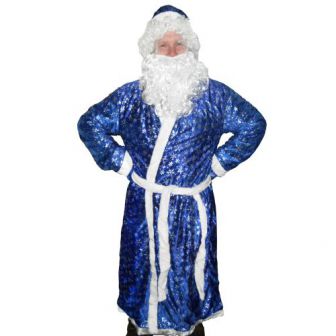 Карнавальный костюм Деда Мороза с рисунком синий