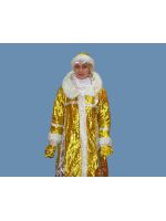 Взрослый карнавальный костюм Снегурочки золотой (парча)