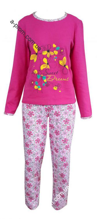 Пижама женская теплая (футер) размер 48-58, расцветка в ассортименте