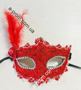 Венецианская маска с перьями, цвета в ассортименте