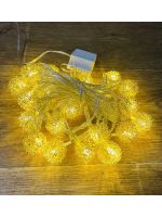Гирлянда светодиодная золотая Китайский шарик 20ламп (LED) прозрачный (белый) провод