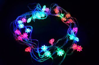 Гирлянда светодиодная Снежинка RGB 28ламп (LED) прозрачный (белый) провод