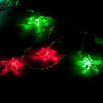 Гирлянда светодиодная Звезда RGB 28ламп (LED) прозрачный (белый) провод